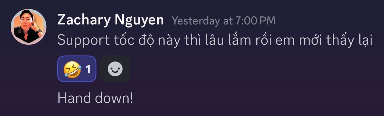 Discord testimonial from Zachary Nguyen