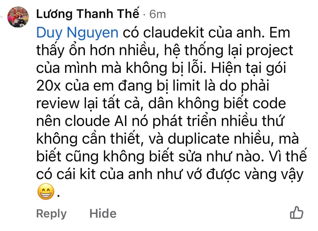 Facebook comment from LΖ°Ζ‘ng Thanh ThαΊΏ